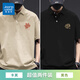 真維斯（JEANSWEST）涼感polo衫男士寬松翻領(lǐng)短袖T恤男裝夏季休閑襯衫領(lǐng)半袖透氣上衣 卡其 楓樹葉_K+黑色 小蓮花_K 2XL