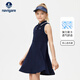 納維凱爾意大利小帆船兒童連衣裙運動(dòng)休閑女童A字中長(cháng)裙夏季中大童背心裙 【仲夏韻律】深藍 150
