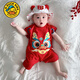 G. DUCKKIDS純棉連體衣滿月嬰兒衣服夏季男寶寶包屁衣周歲百天拍照服裝中國(guó)風(fēng) 紅色純棉短袖龍 120克 90cm