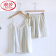 浪莎（LangSha）吊帶睡衣女夏季純棉紗布無袖甜美公主風(fēng)短褲家居服兩件時(shí)尚套裝 幻彩條紋 L