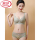 浪莎（LangSha）四排扣舒適內(nèi)衣無鋼圈小胸聚攏收副乳上托防下垂胸罩蕾絲文胸套裝 綠色套裝 38/85AB通杯