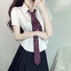 貞喜氣收腰襯衫jk純欲學(xué)院風(fēng)設計感上衣辣妹學(xué)姐修身長(cháng)袖短袖白色襯衣女 白色 M （85-100斤）