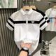 衣然呈品短袖POLO衫男夏季薄款黑白條紋翻領(lǐng)輕奢體恤潮牌痞帥百搭半袖男 白色 L 【建議105-125斤】