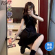 FSAT法式赫本風黑色連衣裙子女夏季2025新款小個子小黑裙收腰顯瘦短裙 短袖小黑裙 商場同款 M 商場同款