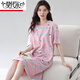 莫代爾睡裙女夏季純棉短袖中長(cháng)款寬松休閑可外穿連衣裙全棉家居服 Y8841睡裙 XL 170::120-140斤穿