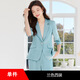 紫魅俏中袖西裝套裝女夏季薄款2025新款高級(jí)感醋酸小西服外套職業(yè)工作服 蘭色西裝 2XL