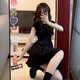 芭芙達(dá)妮法式赫本風(fēng)黑色連衣裙女夏季2025新款小個(gè)子小黑裙收腰顯瘦短裙 短袖小黑裙 M 90-100 斤