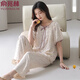 俞兆林萊賽爾天絲棉睡衣女夏季款甜美碎花柔軟寬松短袖長(cháng)褲媽媽家居服 MC25L331紫粉 L