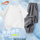 貴人鳥(niǎo)童裝男童夏季運動(dòng)套裝中大童純棉薄款短袖兒童冰絲速干褲子 白/橙漸變標K-灰/G橙漸變標K 160