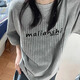 妙奕嘉短袖女寬松純棉新款2025年夏季女裝潮流t恤半袖上衣顯瘦遮肚子 字母條紋短袖T恤【淺灰色】 M 【建議70-100斤】