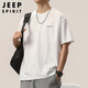 JEEP SPIRIT吉普短袖T恤男士夏季美式寬松休閑上衣潮牌圓領(lǐng)體恤男 白色 XL