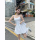 九寸陽(yáng)光吊帶連衣裙女芭法式氣質(zhì)赫本蕾風(fēng)新款高級感白色花苞短裙收腰顯瘦 白色 M （推薦體重90-105斤）