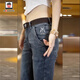AEMAPE/美國蘋(píng)果 水洗牛仔褲男修身小腳褲復古2026新款休閑彈力長(cháng)褲子男 藍灰色 32 【腰圍2尺5/建議136-145斤】