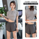 百思絨瑜伽服短袖套裝女專業(yè)速干衣網(wǎng)紗運(yùn)動套裝夏季新款透氣跳繩健身服 灰色兩件套（墨灰褲） M