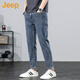 吉普（JEEP）美國正品Jeep高端美式直筒牛仔褲男士夏季薄款彈力修身百搭九分褲 藍灰色【官方正品】 33 【推薦體重150-160斤】