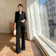 西裝套裝女裝職業(yè)正裝高級感氣質(zhì)通勤秋裝西服外套經(jīng)理總裁工作服 黑色西裝+喇叭褲 M （建議95-105斤）