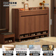 紀辰入戶(hù)實(shí)木鞋柜家用門(mén)口新款2025爆款室內新中式玄關(guān)柜一體靠墻鞋架 【馬六甲實(shí)木板】黑胡桃色120*34*97CM 自行安裝（贈送工具）