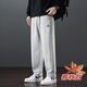 品牌純棉運動(dòng)褲子男生春秋冬季百搭寬松休閑長(cháng)褲潮流直筒加絨衛褲 淺灰色 【春秋款】 L 【110-130斤】