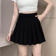 FSHE百褶裙女2025新款短裙高腰松緊顯瘦a字小個(gè)子春秋半身裙 黑色 S