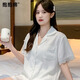 抱抱棉女士睡衣女冰絲涼感仿真絲短袖短褲套裝甜美家居服可外穿白色L