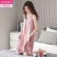 莫代爾女士睡衣女夏季2025年新款透氣帶胸墊睡裙無(wú)袖荷葉邊睡衣家居服女 無(wú)袖豆沙睡裙帶胸墊 2XL 建議140-160斤