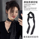 淑咪麗絲巾女波點(diǎn)細(xì)長(zhǎng)系脖發(fā)帶綁發(fā)高級(jí)感百搭裝飾斜紋領(lǐng)巾細(xì)窄飄帶圍巾 黑色波點(diǎn) 4*150cm