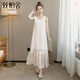 絲柏舍背心連衣裙2026夏裝新款女裝網(wǎng)紗拼接度假風(fēng)圓領(lǐng)長(cháng)裙