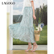 LAGOGO輕盈暈染飄逸半身裙女拉谷谷2025夏季新款印花松緊腰雪紡裙 混色 M
