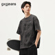 gxg.jeans男裝涂鴉字母滿印時尚圓領(lǐng)短袖T恤男25夏新品 深灰色 175/L