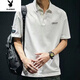 花花公子兩件套白色短袖男士polo·衫潮牌翻領(lǐng)t恤男裝商務(wù)有領(lǐng)半袖 白色poloT恤_(單件) L _(建議110-125斤)
