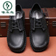 啄木鳥(niǎo)真皮低幫大腳肥胖腳男士休閑男鞋軟底牛皮加寬大頭皮鞋防臭寬頭鞋 四季款牛皮-黑色 38