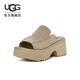 UGG夏季新款女士時(shí)尚舒適純色坡跟厚底露趾休閑一字拖鞋 1167476 MDSD | 芥菜籽色 37