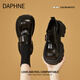 DAPHNE達(dá)芙妮厚底樂福鞋女2025新款夏季百搭黑色小皮鞋軟底一腳蹬單鞋子