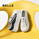 百麗（Belle）時尚餅干底板鞋女2025春新厚底增高帆布鞋B2550AM5 黑色 38 (240mm)