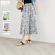 對白度假氛圍感藍色碎花半身裙女2026夏新款松緊腰氣質(zhì)顯瘦A字裙 淺霧藍碎花 L