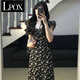 LPOX茶歇法式赫本風(fēng)黑色碎花連衣裙子女夏季2025新款氣質(zhì)收腰長(zhǎng)裙 黑色碎花連衣裙 M (建議95-105斤內(nèi))