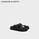 CHARLES&KEITH厚底金屬裝飾人字拖外穿拖鞋生日禮物CK1-70920183 Black黑色 38 （245）