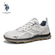 美國(guó)馬球協(xié)會(huì)（U.S.POLO ASSN.）休閑網(wǎng)面鞋男2025新款男鞋夏季透氣運(yùn)動(dòng)鞋軟底舒適輕便休閑鞋子男 米白【輕量回彈+透氣通風(fēng)】 42 運(yùn)動(dòng)鞋碼-
