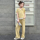 迪士尼（Disney）女童夏裝2025新款洋氣時(shí)髦套裝大童女孩休閑運(yùn)動(dòng)服兒童夏季兩件套 黃色套裝 170 （建議身高155-165CM）
