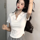 多想余白色短袖t恤女新款2025年打底衫女士內搭夏季半袖上衣polo衫純欲 polo領白色短袖 2XL 建議120-135斤