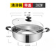 火鍋盆食品級304不銹鋼加厚湯鍋具電磁爐專用煤氣火鍋盆家用燒水 [加厚款]清湯鍋+玻璃蓋 28cm