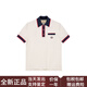 古馳（GUCCI）條紋互扣式雙G珠地棉短袖T恤Polo衫男款米白色 米白色 XS