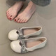 天丂法式軟底圓頭芭蕾單鞋女2025春秋新款平底瑪麗珍鞋百搭晚晚豆豆鞋 芭蕾瑪麗珍鞋【白色 36碼】