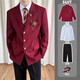 唐號(hào)（tanghao）dk制服西裝男套裝日系復(fù)古學(xué)生情侶jk班服學(xué)院風(fēng)春秋季西服外套潮 XZ48紅色西服+襯衫+西褲+紅領(lǐng)帶 XL
