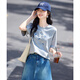 尚靜短袖t恤女夏季新款女裝設(shè)計(jì)感立體字母時(shí)尚百搭圓領(lǐng)棉感舒適上衣