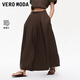 VEROMODA半身裙含萊賽爾亞麻百褶設計傘裙325216041 厥歐棕色 L