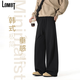 LOMBT百搭休閑褲男秋季純色簡約垂感彎刀舒適運(yùn)動(dòng)衛(wèi)長褲子LT01黑色L