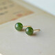 蔓頌棠純銀古法金鑲和田玉耳釘女生夏小巧精致簡(jiǎn)約氣質(zhì)玉石耳環(huán)耳飾禮物 6mm碧玉