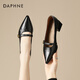 達芙妮（DAPHNE）法式尖頭高跟鞋女百搭粗跟復古淺口氣質(zhì)單鞋女瑪麗珍鞋 黑色 35