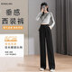 鉑吶苓黑色西裝褲女2025新款夏季高腰垂感薄款高級(jí)感直筒西褲闊腿褲子 女士夏款西裝褲【黑色】 常規(guī)款 L 【106-115斤】